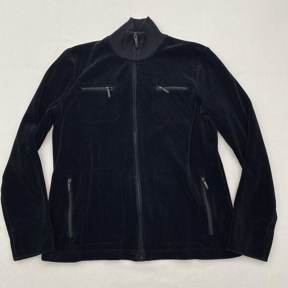 Lauren Ralph Lauren Velour Track Suit Set Womens Small Black Zip Jacket Pants - Picture 2 of 13